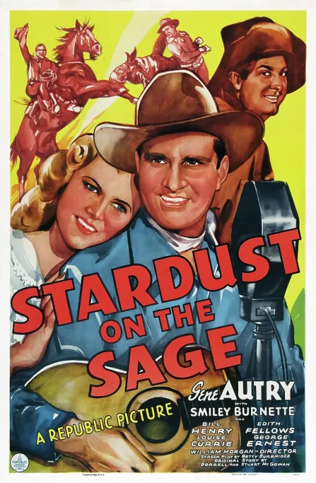 Framed Print : STARDUST ON THE SAGE, US poster art, from left: Louise Currie, Gene Autry, Smiley Burnette, 1942 Framed Print : STARDUST ON THE SAGE, US poster art, from left: Louise Currie, Gene Autry, Smiley Burnette, 1942