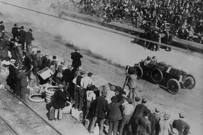 Framed Print : The start of the 1914 Vanderbilt Cup auto race, held in Santa Monica, California, on Feb. 26. Teddy Tetziaff drives a FIAT in car number 1 (BSLOC_2018_4_162) Framed Print : The start of the 1914 Vanderbilt Cup auto race, held in Santa Monica, California, on Feb. 26. Teddy Tetziaff drives a FIAT in car number 1 (BSLOC_2018_4_162)