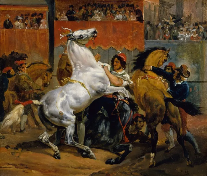 Framed Print : START OF THE RACE OF THE RIDERLESS HORSES, by Horace Vernet, 1820, French painting, oil on canvas Framed Print : START OF THE RACE OF THE RIDERLESS HORSES, by Horace Vernet, 1820, French painting, oil on canvas