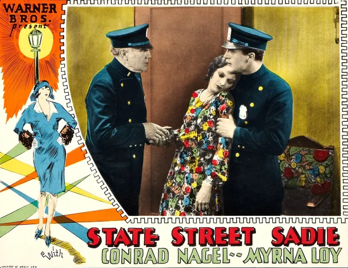 Framed Print : STATE STREET SADIE, center: Myrna Loy on lobbycard, 1928