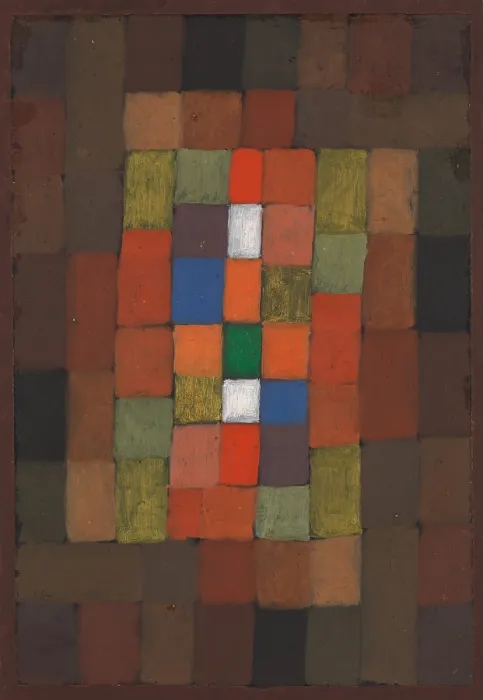 Framed Print : STATIC-DYNAMIC GRADATION, by Paul Klee, 1923, Swiss drawing, oil, gouache, and ink on paper. Tones and shades of orange interact with yellows, blues and greens Framed Print : STATIC-DYNAMIC GRADATION, by Paul Klee, 1923, Swiss drawing, oil, gouache, and ink on paper. Tones and shades of orange interact with yellows, blues and greens