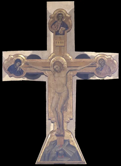 Framed Print : Stational Cross, by Guarienti di Arpo, 14th century, tempera on panel. - Italy, Veneto, Bassano del Grappa, Church of St. Francis. Whole artwork view