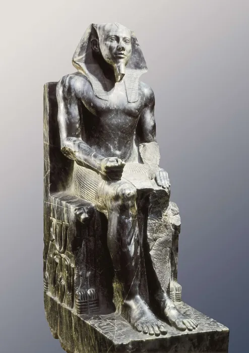 Framed Print : Statue of Khafre enthroned. 2520 BC. Egyptian art. Old Kingdom. Sculpture on rock. EGYPT. Cairo. Egyptian Museum. Proc: EGYPT. Giza. Temple of Khafre's Pyramid Framed Print : Statue of Khafre enthroned. 2520 BC. Egyptian art. Old Kingdom. Sculpture on rock. EGYPT. Cairo. Egyptian Museum. Proc: EGYPT. Giza. Temple of Khafre's Pyramid