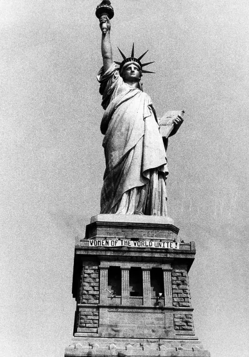Framed Print : The Statue of Liberty with a banner that reads Women Of The World Unite, placed there by members of a women's liberation group, New York, August 10, 1970 Framed Print : The Statue of Liberty with a banner that reads Women Of The World Unite, placed there by members of a women's liberation group, New York, August 10, 1970