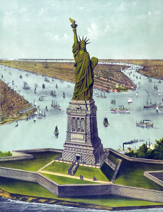 Framed Print : Statue of Liberty. The great Bartholdi statue, liberty enlightening the world: the gift of France to the American people, chromolithograph ca. 1885 Framed Print : Statue of Liberty. The great Bartholdi statue, liberty enlightening the world: the gift of France to the American people, chromolithograph ca. 1885
