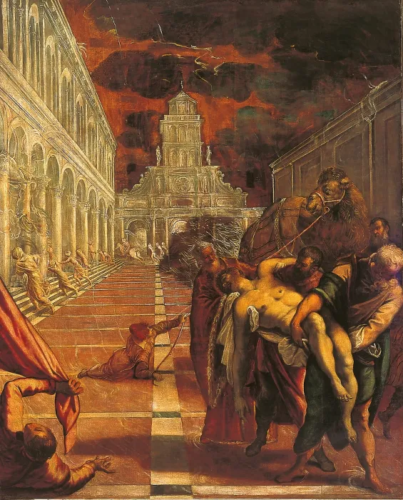 Framed Print : The Stealing of the Dead Body of St Mark, by Jacopo Robusti known as Tintoretto, 1562 - 1566 about, 16th Century, oil on canvas, cm 397 x 315 - Italy, Veneto, Venice