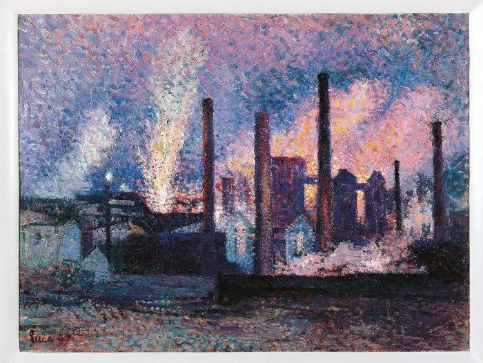 Framed Print : Steelworks near Charleroi, by Unknown Artist, 1897, 19th Century, oil on canvas, cm 38, 5 x 51 - France, Ile de France, Paris, Muse dOrsay, RF1990-27. All