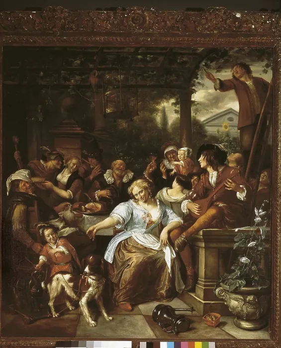 Framed Print : Steen, Jan (1626-1679). Merry Company on a Terrace. ca. 1670. Baroque art. Oil on canvas. UNITED STATES OF AMERICA. New York City. Metropolitan Museum of Art