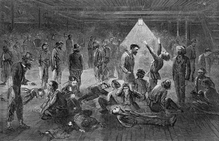 Framed Print : Steerage passengers suffering from Ship Fever, during the Atlantic crossing of the sail ship JAMES FOSTER from Liverpool to New York in 1869 Framed Print : Steerage passengers suffering from Ship Fever, during the Atlantic crossing of the sail ship JAMES FOSTER from Liverpool to New York in 1869