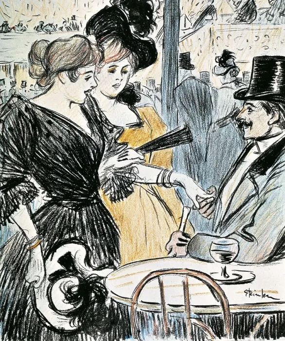 Framed Print : STEINLEN, Thophile Alexandre (1859-1923). Cafe With Entertainment. end 19th c. Art Nouveau. Drawing. AISA / Everett Collection**US SALES ONLY** Framed Print : STEINLEN, Thophile Alexandre (1859-1923). Cafe With Entertainment. end 19th c. Art Nouveau. Drawing. AISA / Everett Collection**US SALES ONLY**