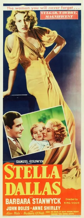 Framed Print : STELLA DALLAS, top: Barbara Stanwyck, inset from left: John Boles, Barbara Stanwyck on insert poster, 1937