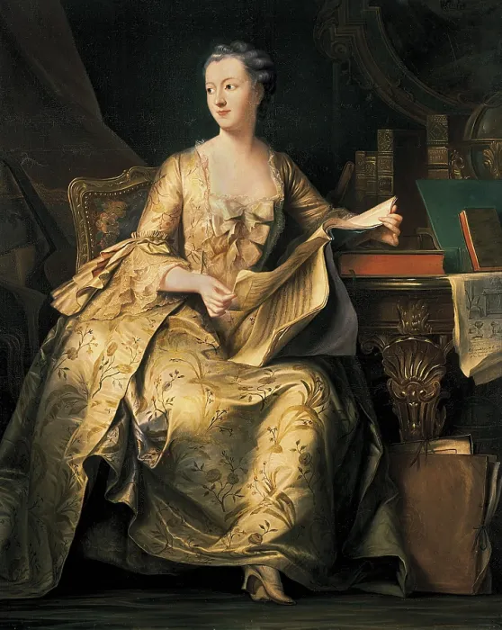 Framed Print : STEUBEN, Baron Charles von (1788-1856). Jeanne-Antoinette Poisson, Marquise de Pompadour. Portrait after an original by Maurice Quentin de Latour. Oil on canvas. FRANCE