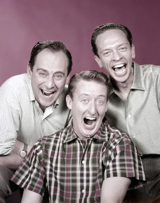 Framed Print : THE STEVE ALLEN PLYMOUTH SHOW, from left, Louis Nye, Tom Poston, Don Knotts, 1951-60