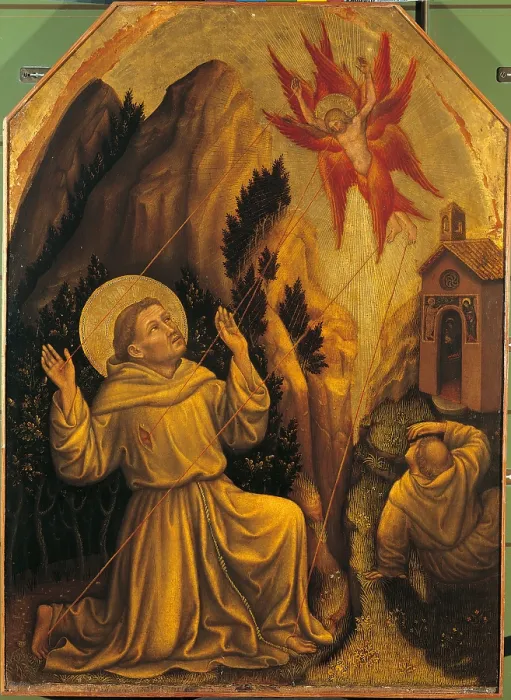 Framed Print : Stigmata of St Francis, by Gentile di Niccol known as Gentile da Fabriano, 1405 - 1410 about, 15th Century, panel, cm 87 x 62 - Italy, Emilia Romagna, Parma, Traversetolo Framed Print : Stigmata of St Francis, by Gentile di Niccol known as Gentile da Fabriano, 1405 - 1410 about, 15th Century, panel, cm 87 x 62 - Italy, Emilia Romagna, Parma, Traversetolo