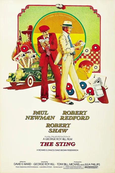 Framed Print : THE STING, from left center: Robert Redford, Paul Newman, Robert Shaw, 1973