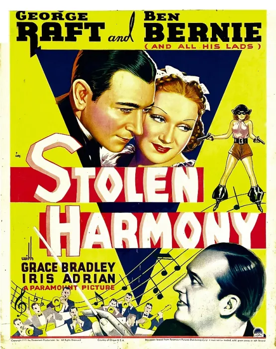 Framed Print : STOLEN HARMONY, top from left: George Raft, Grace Bradley, bottom right: Ben Bernie on window card, 1935