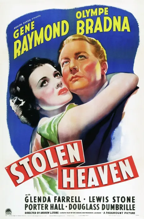 Framed Print : STOLEN HEAVEN, poster art, l-r: Olympe Bradna, Gene Raymond, 1938