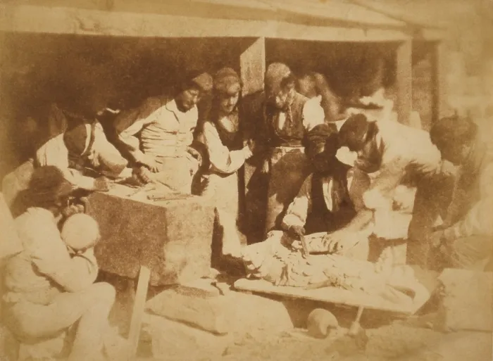 Framed Print : STONECUTTER'S WORKYARD, a calotype made with William Henry Fox Talbot's negative / positive photographic process, by David Octavius Hill (1802-1870) in 1845