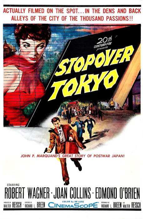 Framed Print : STOPOVER TOKYO, US poster, Joan Collins (left), Robert Wagner (front), 1957, TM & Copyright 20th Century Fox Film Corp. / courtesy Everett Collection Framed Print : STOPOVER TOKYO, US poster, Joan Collins (left), Robert Wagner (front), 1957, TM & Copyright 20th Century Fox Film Corp. / courtesy Everett Collection