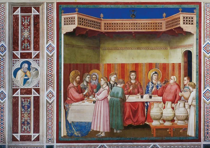 Framed Print : Stories of Christ The Wedding at Cana or The Marriage Feast at Cana, by Giotto, 1304 - 1305 about, 14th Century, fresco, cm 200 x 185 - Italy, Veneto, Padua, Scrovegni Chapel Framed Print : Stories of Christ The Wedding at Cana or The Marriage Feast at Cana, by Giotto, 1304 - 1305 about, 14th Century, fresco, cm 200 x 185 - Italy, Veneto, Padua, Scrovegni Chapel