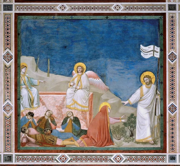 Framed Print : Stories of the Passion of Christ The Resurrection, by Giotto, 1304 about, 14th Century, fresco, cm 200 x 185 - Italy, Veneto, Padua, Scrovegni Chapel. All