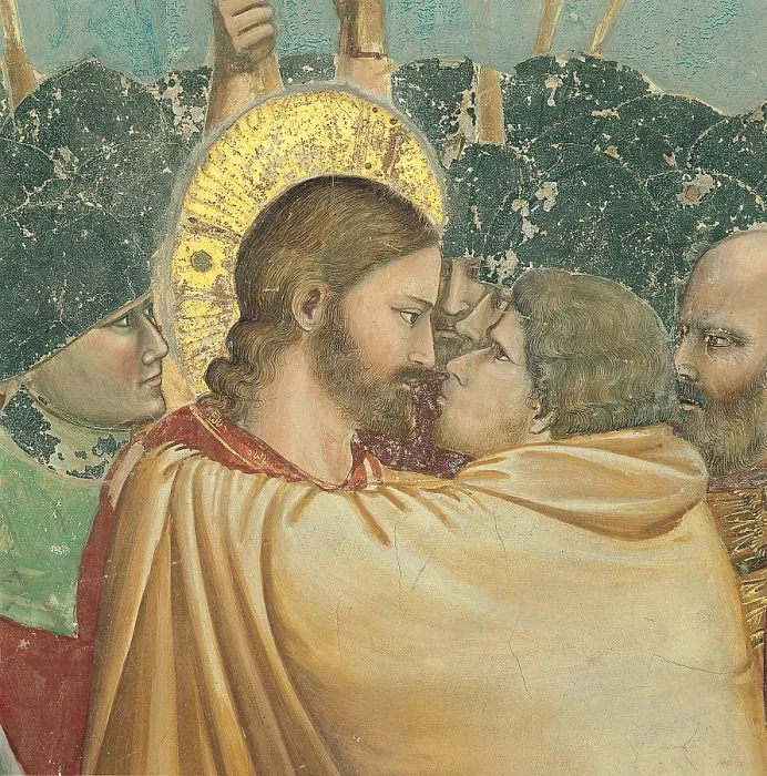 Framed Print : Stories of the Passion The Kiss of Judas, by Giotto, 1303 - 1306 about, 14th Century, fresco, cm 200 x 185 - Italy, Veneto, Padua, Scrovegni Chapel. Detail Framed Print : Stories of the Passion The Kiss of Judas, by Giotto, 1303 - 1306 about, 14th Century, fresco, cm 200 x 185 - Italy, Veneto, Padua, Scrovegni Chapel. Detail