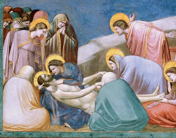 Framed Print : Stories of the Passion The Mourning over the Dead Christ, by Giotto, 1303 - 1305 about, 14th Century, fresco, cm 200 x 185 - Italy, Veneto, Padua, Scrovegni Chapel. Detail Framed Print : Stories of the Passion The Mourning over the Dead Christ, by Giotto, 1303 - 1305 about, 14th Century, fresco, cm 200 x 185 - Italy, Veneto, Padua, Scrovegni Chapel. Detail