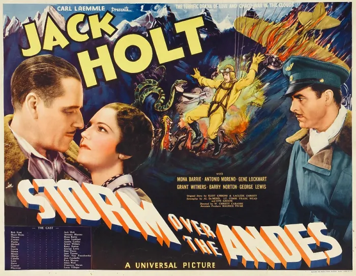 Framed Print : STORM OVER THE ANDES, left and right: Jack Holt, center: Mona Barrie, 1935