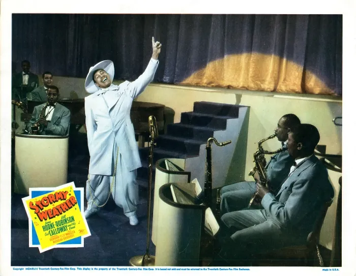 Framed Print : STORMY WEATHER, US lobbycard, Cab Calloway (white suit), 1943