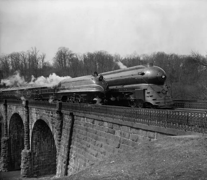 Framed Print : Two streamlined 1930s locomotives, near Washington, D.C. (BSLOC_2013_8_194) Framed Print : Two streamlined 1930s locomotives, near Washington, D.C. (BSLOC_2013_8_194)