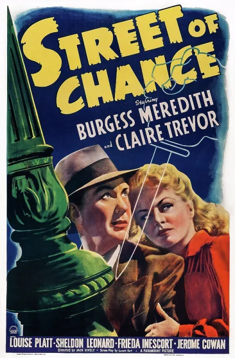 Framed Print : STREET OF CHANCE, US poster art, from left: Burgess Meredith, Claire Trevor, 1942