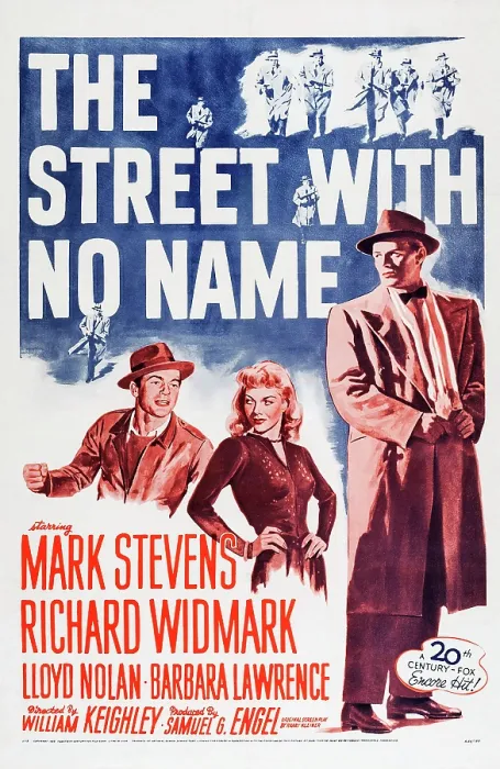 Framed Print : THE STREET WITH NO NAME, US poster art, from left: Mark Stevens, Barbara Lawrence, Richard Widmark, 1948, TM and Copyright 20th Century Fox Film Corp