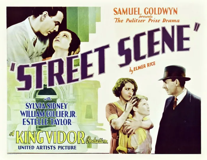 Framed Print : STREET SCENE, top l-r: William Collier, Jr. Sylvia Sidney, bottom l-r: Estelle Taylor, Lambert Rogers, David Landau on poster art, 1931