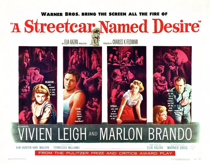 Framed Print : A STREETCAR NAMED DESIRE, US poster art, from left: Vivien Leigh, Marlon Brando, Kim Hunter, Karl Malden, 1951