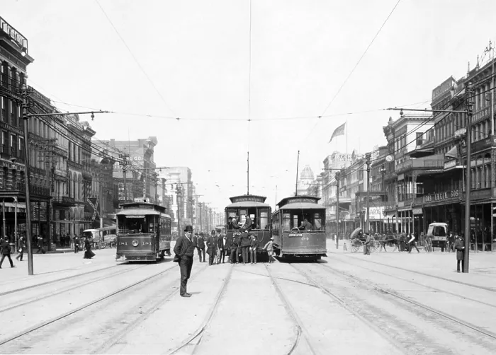 Framed Print : Streetcars on Canal St. New Orleans, La. ca. 1907