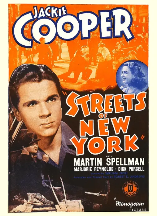Framed Print : STREETS OF NEW YORK, from left: Jackie Cooper, Marjorie Reynolds on window card, 1939