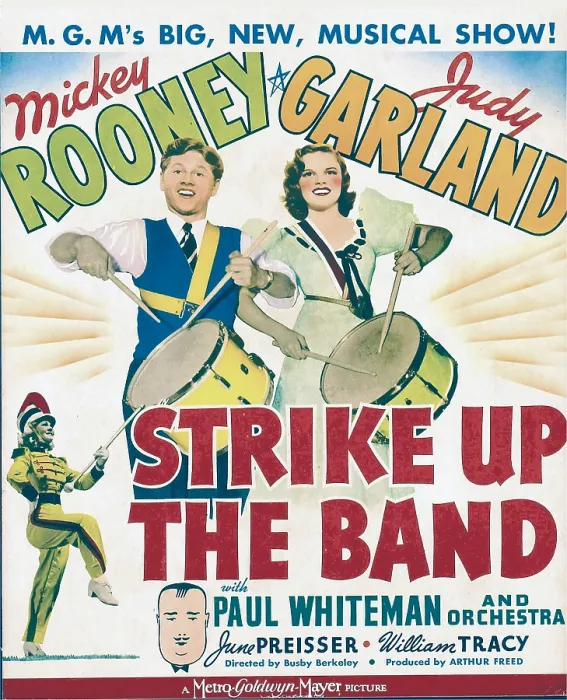 Framed Print : STRIKE UP THE BAND, center from left: Mickey Rooney, Judy Garland, bottom center: Paul Whiteman on window card, 1940