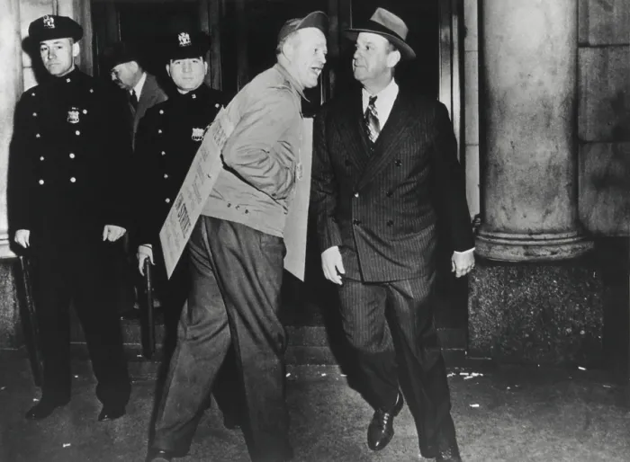 Framed Print : Striker from United Financial Employees (AFL), heckling a businessman who crossed a picket line