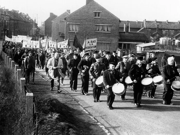 Framed Print : Striking coal workers march in Wingles, France. 200, 000 coal miners were on strike and rejected the government's offer of an 8 percent wage increase spread over six months Framed Print : Striking coal workers march in Wingles, France. 200, 000 coal miners were on strike and rejected the government's offer of an 8 percent wage increase spread over six months