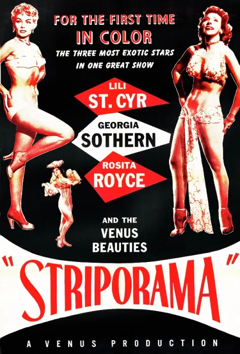 Framed Print : STRIPORAMA, l-r: Lili St. Cyr, Georgia Sothern on poster art, 1953 Framed Print : STRIPORAMA, l-r: Lili St. Cyr, Georgia Sothern on poster art, 1953