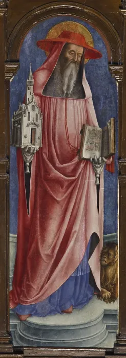 Framed Print : Sts Jerome, Bernardine of Siena and Louis of Toulouse, by Antonio Vivarini, 1480, 15th Century, tempera on panel, - Italy, Veneto, Venice, San Francesco della Vigna Church