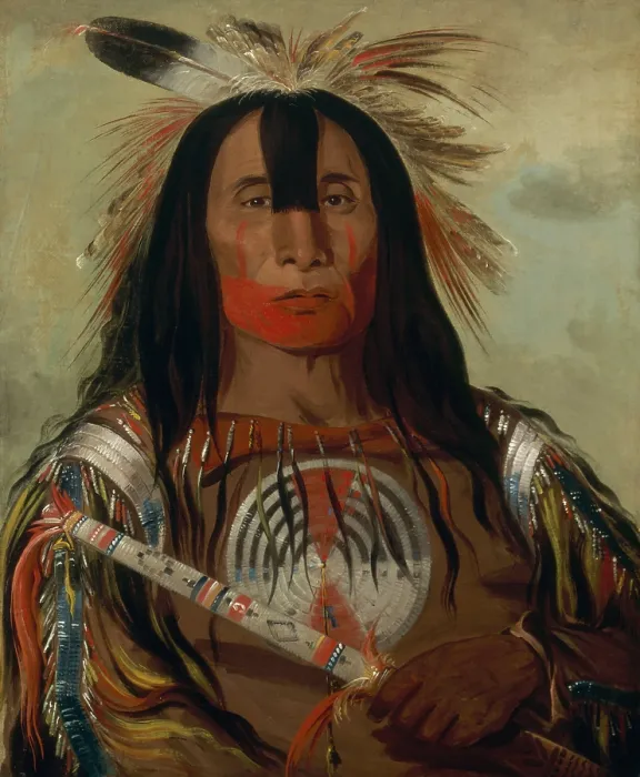 Framed Print : STU-MICK-O-SUCKS, BUFFALO BULLS BACK FAT, HEAD CHIEF, BLOOD TRIBE, by George Catlin, 1832, painting, oil on canvas
