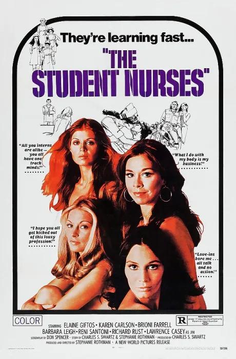 Framed Print : THE STUDENT NURSES, US poster art, clockwise from bottom left: Karen Carlson, Brioni Farrell, (aka Xenia Gratsos), Elaine Giftos, Barbara Leigh, 1970 Framed Print : THE STUDENT NURSES, US poster art, clockwise from bottom left: Karen Carlson, Brioni Farrell, (aka Xenia Gratsos), Elaine Giftos, Barbara Leigh, 1970