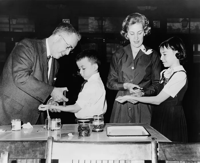 Framed Print : Students receive tuberculin test to determine if they have been exposed to tuberculosis (TB) Framed Print : Students receive tuberculin test to determine if they have been exposed to tuberculosis (TB)