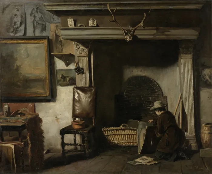 Framed Print : The Studio of the Haarlem Painter Pieter Frederik van Os, by Anton Mauve, c. 1856-57, Dutch painting, oil on canvas Framed Print : The Studio of the Haarlem Painter Pieter Frederik van Os, by Anton Mauve, c. 1856-57, Dutch painting, oil on canvas