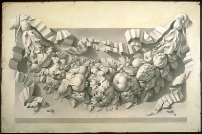Framed Print : Study from the festoon of the facade of San Celso, by Aurelio Alfieri, 1820, 19th Century, watercolour on paper - Italy, Lombardy, Milan, Brera Accademy of Fine Arts Framed Print : Study from the festoon of the facade of San Celso, by Aurelio Alfieri, 1820, 19th Century, watercolour on paper - Italy, Lombardy, Milan, Brera Accademy of Fine Arts