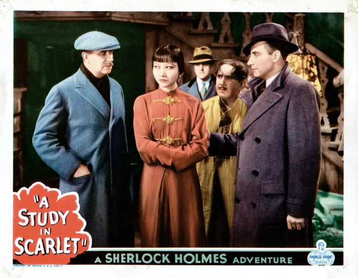 Framed Print : A STUDY IN SCARLET, US lobbycard, from left:Warburton Gamble, Anna May Wong, Alan Mowbray, 1933