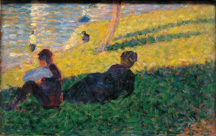 Framed Print : Study for A Sunday Afternoon on the Island of La Grande Jatte, by Georges Seurat, 1884, 19th Century, canvas, cm 15, 5 x 25 - France, Ile de France, Paris, Muse dOrsay, RF1948-1