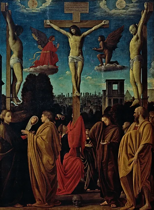 Framed Print : Suardi Bartolomeo known as Bramantino, The Crucifixion, 1510 - 1511, 16th Century, oil on canvas, Italy, Lombardy, Milan, Brera Art Gallery Framed Print : Suardi Bartolomeo known as Bramantino, The Crucifixion, 1510 - 1511, 16th Century, oil on canvas, Italy, Lombardy, Milan, Brera Art Gallery