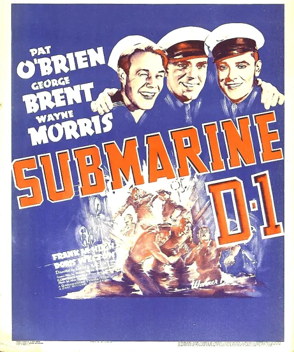 Framed Print : SUBMARINE D-1, Wayne Morris, Pat O'Brien, George Brent on window card, 1937